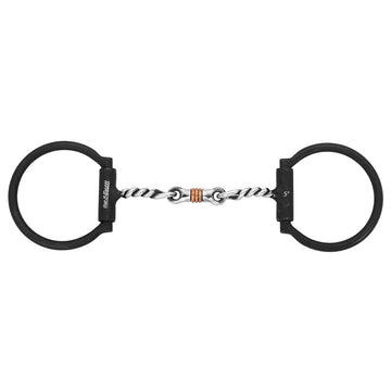 BAR H EQUINE Western Antique Fixed Ring Snaffle Bit Twisted Mouth with Copper Link